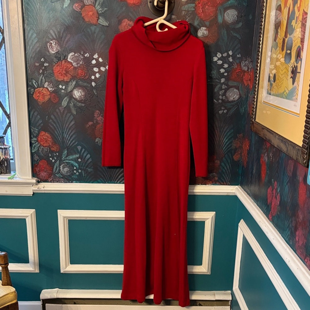 Vintage Elegant Red Long Sleeve Dress